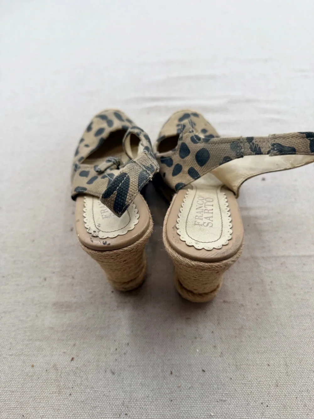 Leopard Print Espadrille Wedge Slingback - Beige/Black